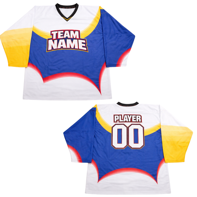 2 Pcs Ice Hockey Jersey Blue Yellow Red Teamname Hockey Uniform